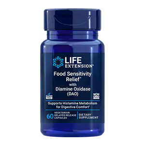 Food sensitivity relief with Diamine oxidase (DAO) (Life Extension), 60 capsules